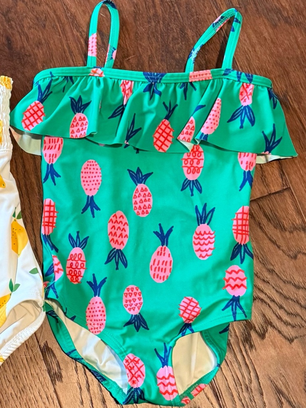 Hanna Andersson Green Pink Pineapple One Piece Swimsuit - Kids Girls Size 110